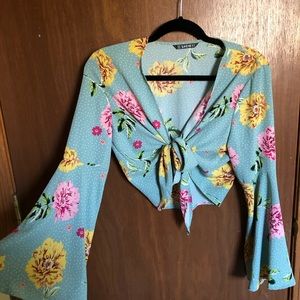 Floral wrap crop top